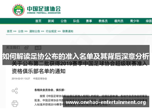 如何解读足协公布的准入名单及其背后深意分析